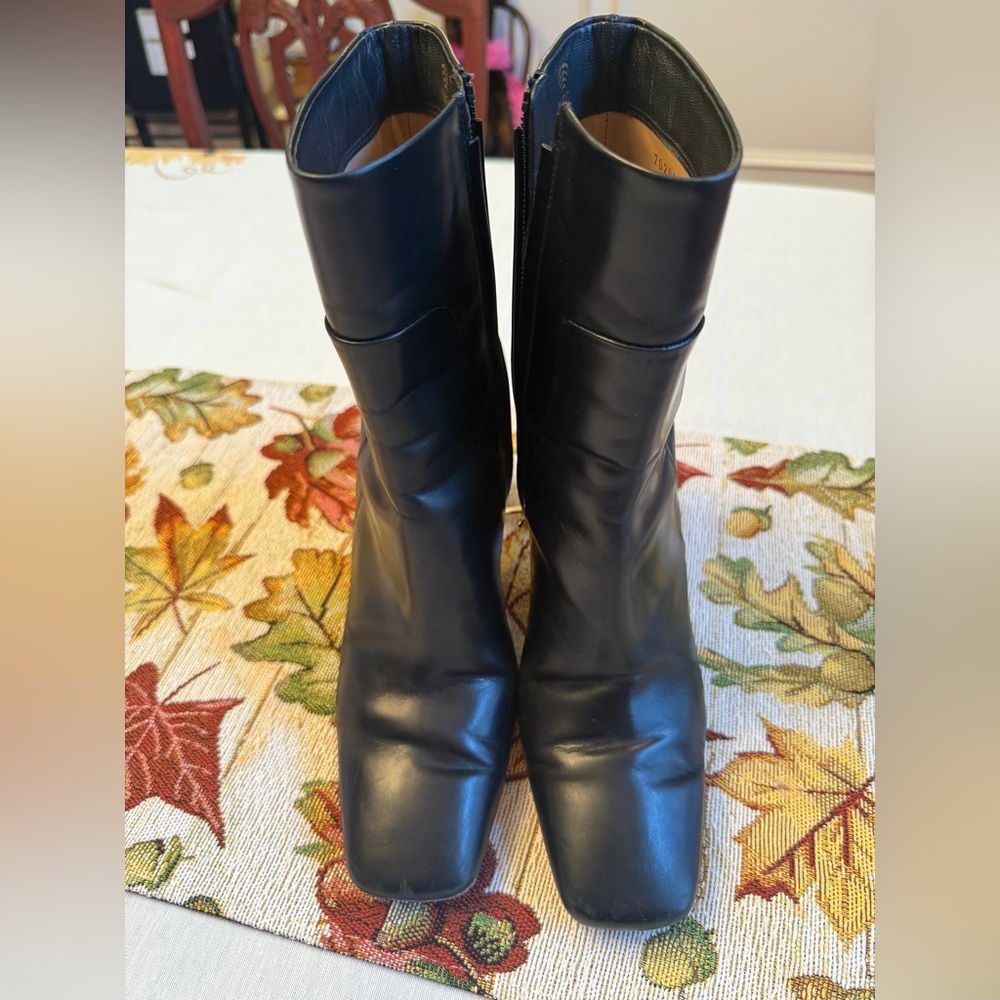 Santoni Classic Black Leather Booties